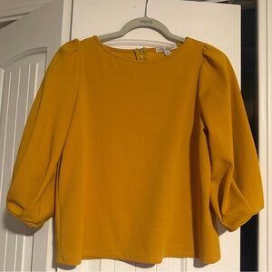 Elegant Mustard Blouse with Puff Sleeves